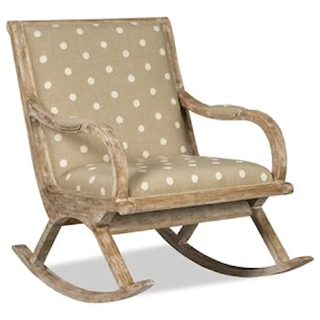 Vintage Exposed Wood Rocking Chair with Upholstered Seat